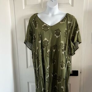 Old Navy Olive Green and White Floral Dress